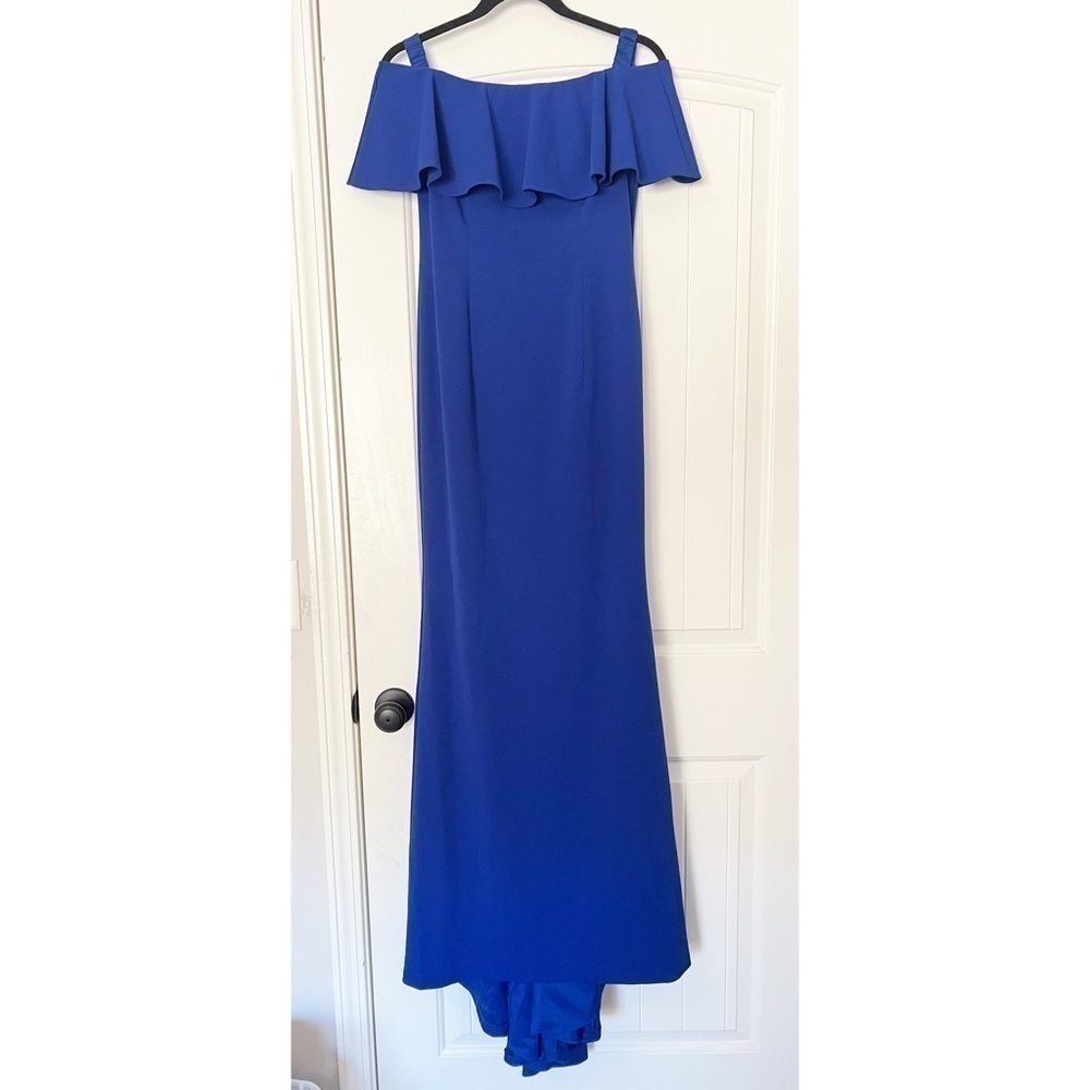 Adrianna Papell Ruffle Off the Shoulder Gown - Picture 3 of 9